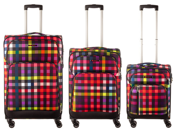 Franky 3er Kofferset 55+69+79 cm Spinner mit Zahlenschloss multicolor check