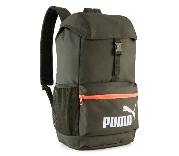 Puma Phase Hooded Backpack 20 Liter Rucksack 091736 dark olive lowing red