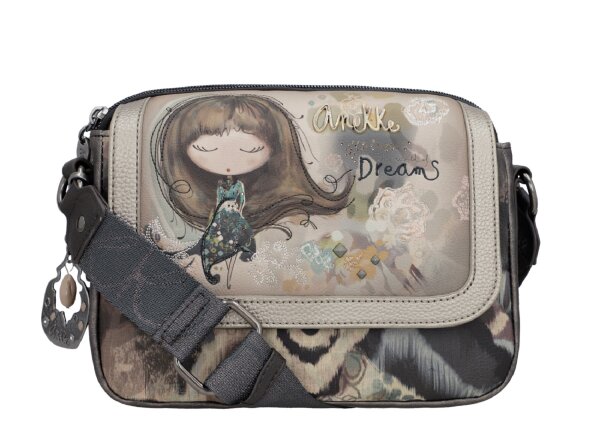 Anekke Real Oval Flap Crossbody Umhängetasche 41703-349-grau