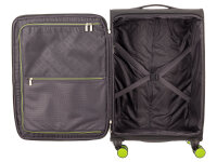 Franky Koffer Gr. S Reisegepäck T27-B Spinner 55er mit Dehnfalte black/green