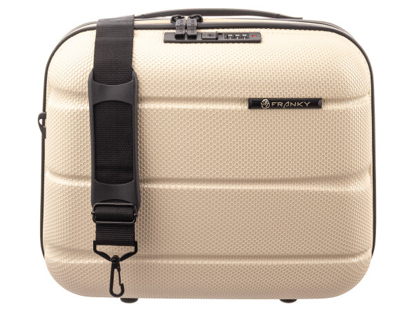 Franky ABS13 Beautycase Handgepäck Hartschale mit TSA-Schloss beige