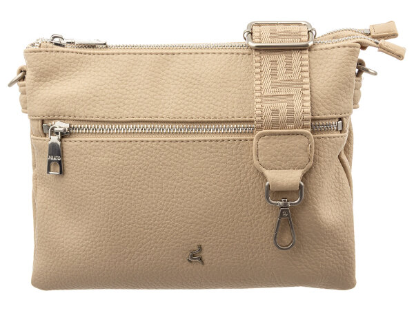 Prato S017-G genarptes PU Umhängetasche Handtasche beige