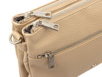 Prato S017-G genarptes PU Umhängetasche Handtasche beige