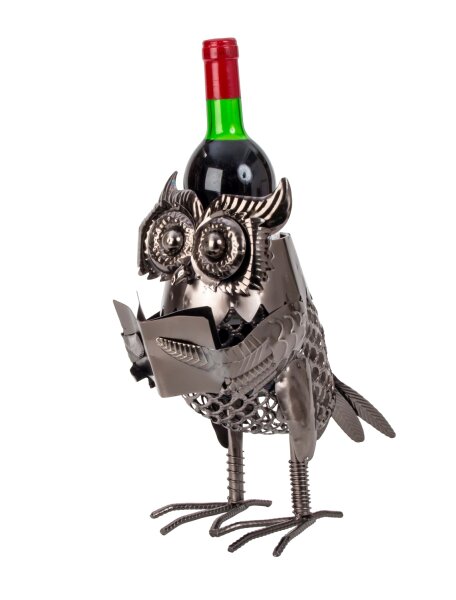 Mel-O-Design Flaschenhalter 6542 Eule Metall Weinflaschenhalter Deko Flaschenständer