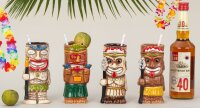 Mel-O-Design 2033 Tiki Keramik Cocktail Becher 4er Set ca. 440/450/470/550ml