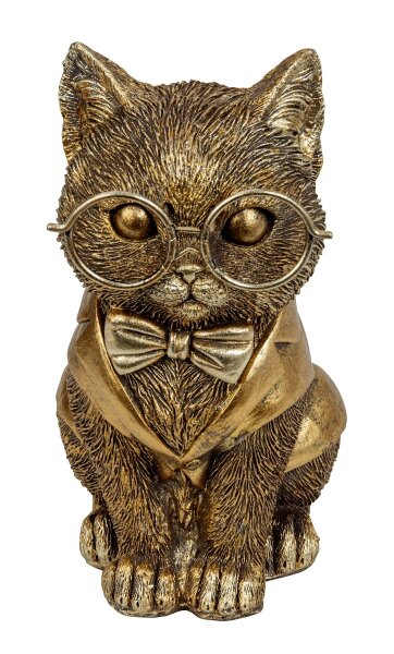 Mel-O-Design 1487 Lustige Katze in gold mit großer Brille