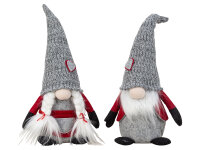 Mel-O-Design 4109 Wichtel Paar aus Filz grau/rot stehend