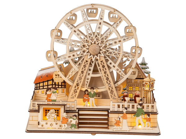 Mel-O-Design 6949 Holzdeko mit Karusell mit LED Licht +...