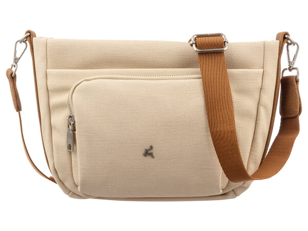Prato S048-C Umhängetasche Crossbody Bag mit Reißverschluss & Innenfächern light beige