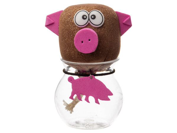 Noor Living 56185 Graskopf Tier mit wachsendem Gras im Glas Schwein