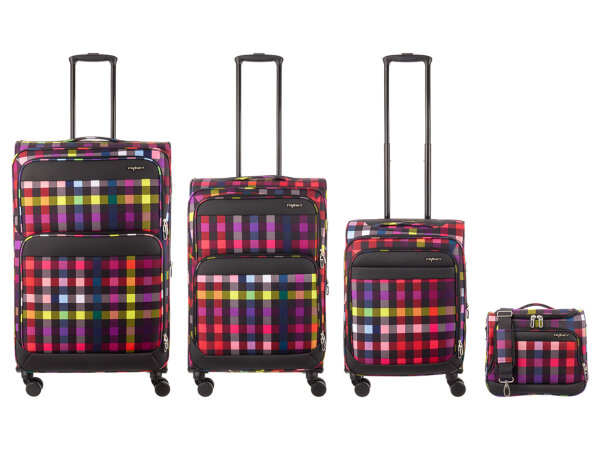 Franky 4er Koffer SET Gr. L/M/S Beutycase Reisegepäck T27-F Spinner mit Dehnfalte multicolor/black