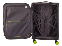 Franky 3er Koffer SET Gr. L/M/S Reisegepäck T27-F Spinner mit Dehnfalte black/neongreen