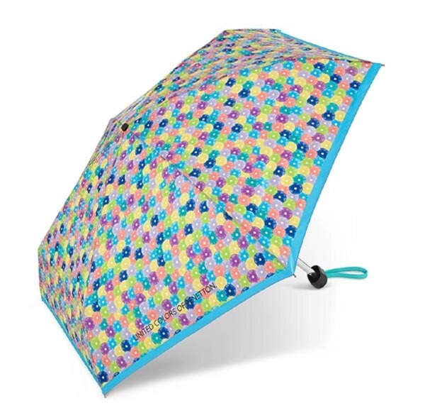 Happy Rain Benetton Ultra Mini Flat Manuell Taschenschirm blooming dots blue