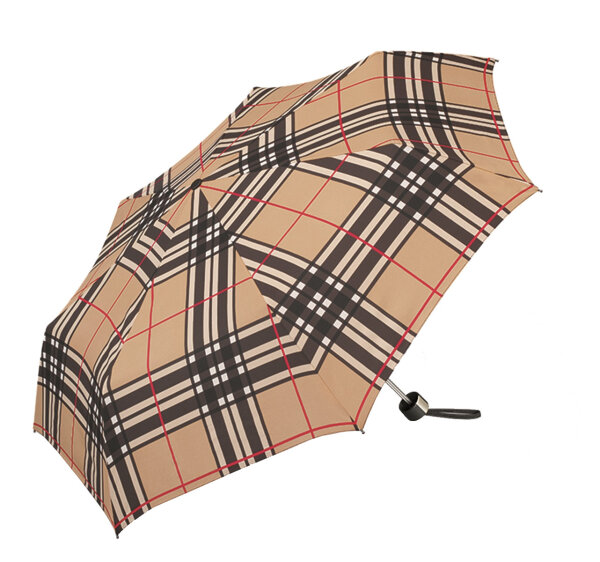 Happy Rain Selection Alu light Regenschirm Manuell Taschenschirm checks camel