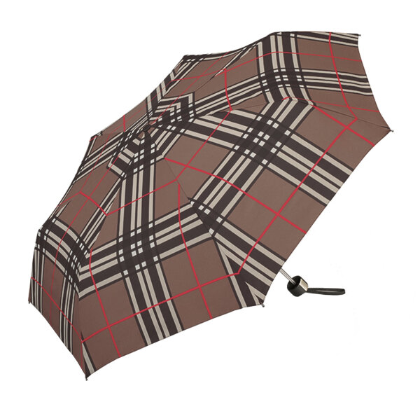 Happy Rain Selection Alu light Regenschirm Manuell Taschenschirm checks brown