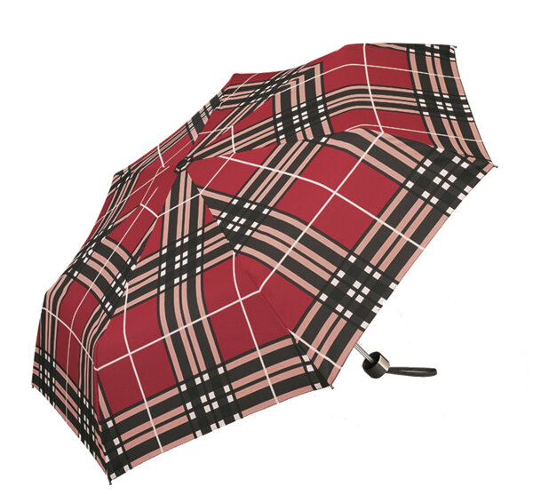 Happy Rain Selection Alu light Regenschirm Manuell Taschenschirm checks red