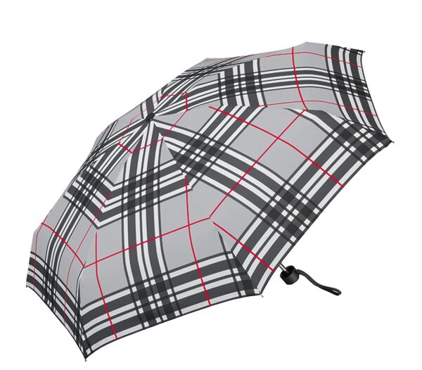Happy Rain Selection Petito Regenschirm Manuell Taschenschirm Checks light grey