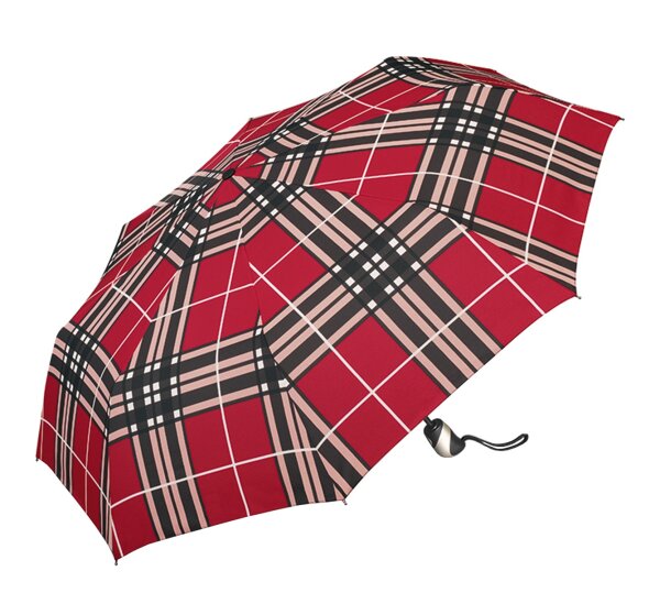 Happy Rain Selection Easymatic Ultra Light Auf-Automatik Taschenschirm checks red