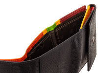 Prato B38-P Leder Damen Geldbörse Wickelbörse Querformat black multicolor