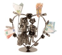 Mel-O-Design 6002 Metall-Hochzeitspaar auf Schaukel für Geldgeschenke silber