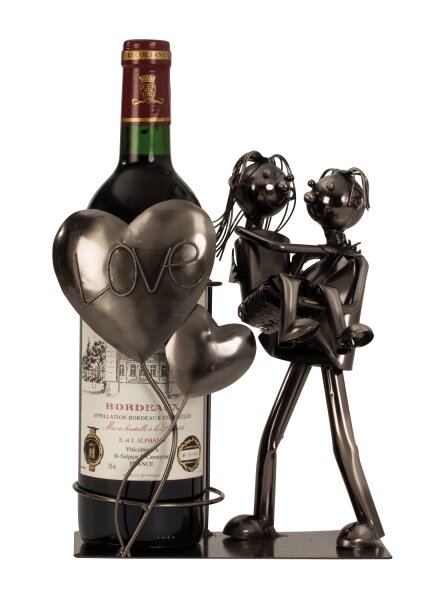 Mel-O-Design 7059 Wein-Flaschenhalter Liebespaar Love silber