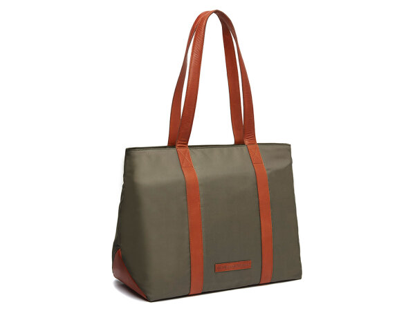 The Chesterfield Brand C38.0401 Leather Shopper Nylon Wax Pull Up Otta steel green