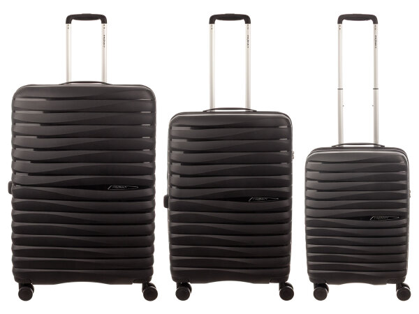 Franky PP18 Trolley Hartschalenkoffer 3er SET Spinner Gr. L/M/S inkl. Dehnfalte black