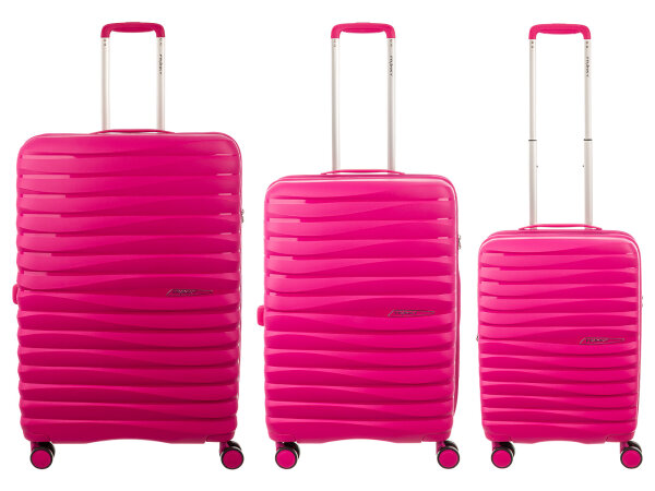 Franky PP18 Trolley Hartschalenkoffer 3er SET Spinner Gr. L/M/S inkl. Dehnfalte fuchsia