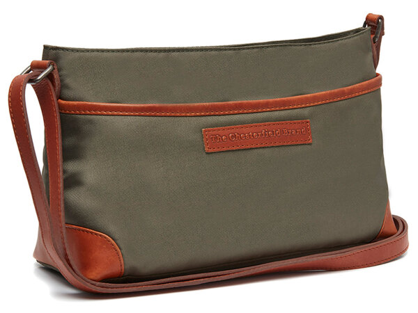 The Chesterfield Brand C48.1811 Leather Shoulder Bag Nylon Wax Pull Up Nevon Steel Green