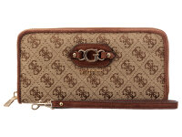 GUESS Samantha SLG Zip Around Wallet Damen Geldbörse Latte Logo Brown