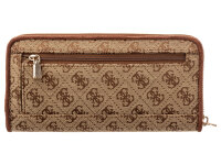 GUESS Samantha SLG Zip Around Wallet Damen Geldbörse Latte Logo Brown
