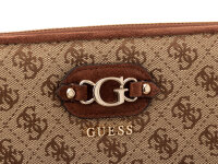 GUESS Samantha SLG Zip Around Wallet Damen Geldbörse Latte Logo Brown