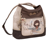 Anekke Tulip 2-in-1 Schultertasche & Rucksack 43705-172-braun / beige