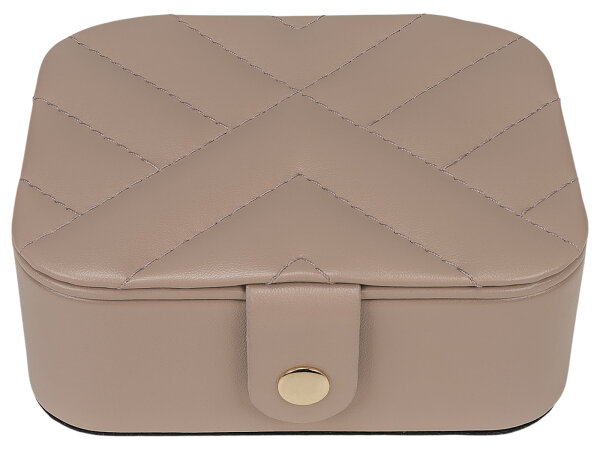 Joiessé Schmuckdose klein 5011 Lederimitat essentials Deckel abgesteppt 12 beige