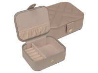 Joiessé Schmuckdose klein 5011 Lederimitat essentials Deckel abgesteppt 12 beige
