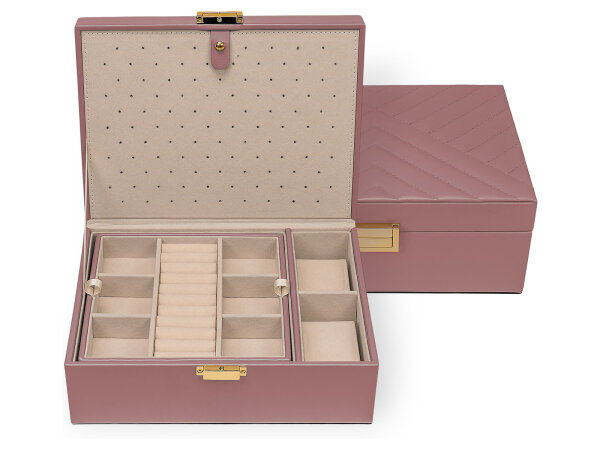 Joiessé Charmbox groß mit Einsatz 5041 Lederimitat essentials Deckel abgesteppt 01 rose