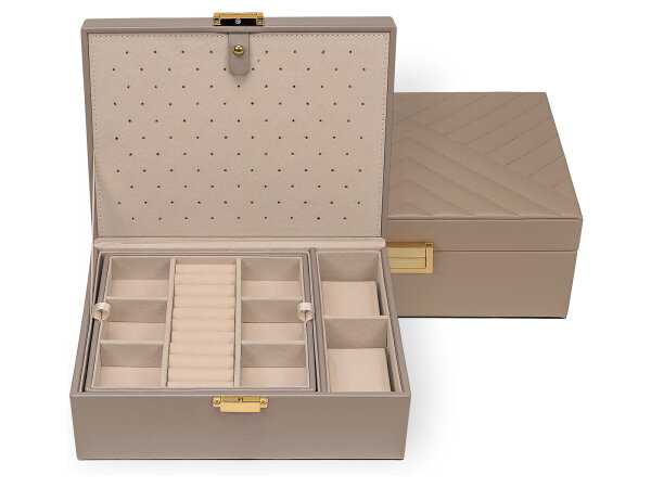 Joiessé Charmbox groß mit Einsatz 5041 Lederimitat essentials Deckel abgesteppt 12 beige