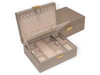 Joiessé Charmbox groß mit Einsatz 5041 Lederimitat essentials Deckel abgesteppt 12 beige