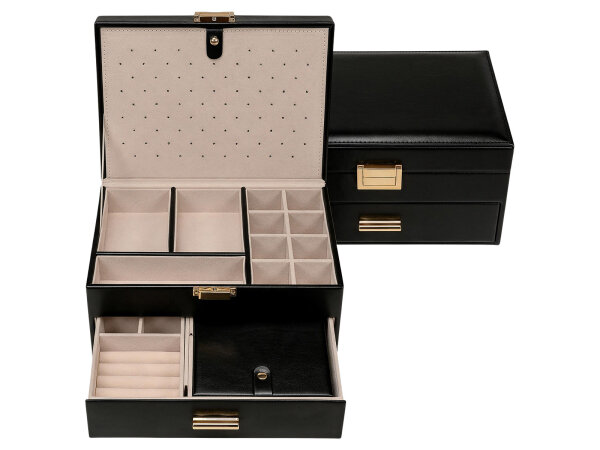 Joiessé Schmuckkoffer mit Reiseetui 5050 Lederimitat essentials 08 schwarz