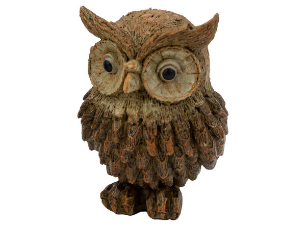 Noor Living 13930 Dekofigur Eule "Gustav" Holzoptik S gerade guckend