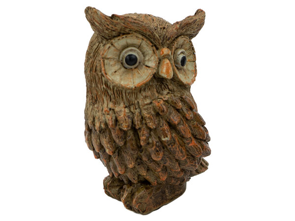 Noor Living 13930 Dekofigur Eule "Gustav" Holzoptik S seitlich guckend