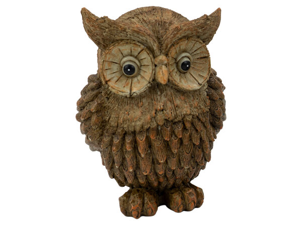 Noor Living 13931 Dekofigur Eule "Gustav" Holzoptik M gerade guckend