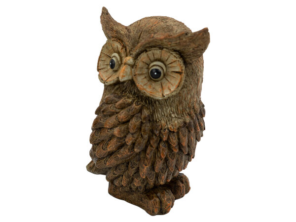 Noor Living 13931 Dekofigur Eule "Gustav" Holzoptik M seitlich guckend