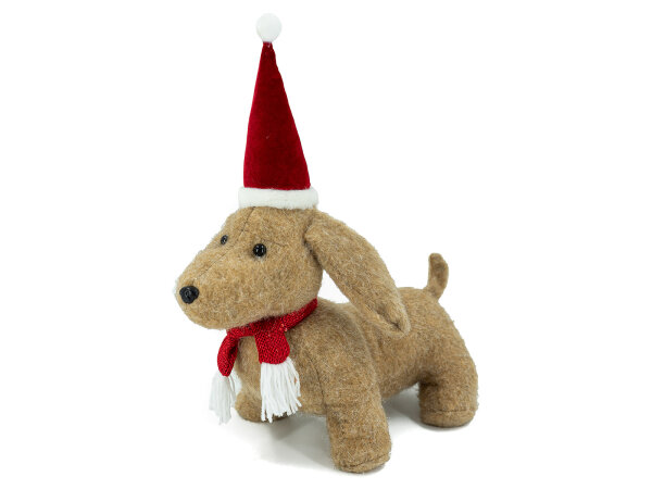 Noor Living 32186 Hund mit Weihnachtsmütze Türstopper braun