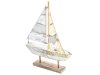 Holzdeko Segelschiff Maritim weiss/grau